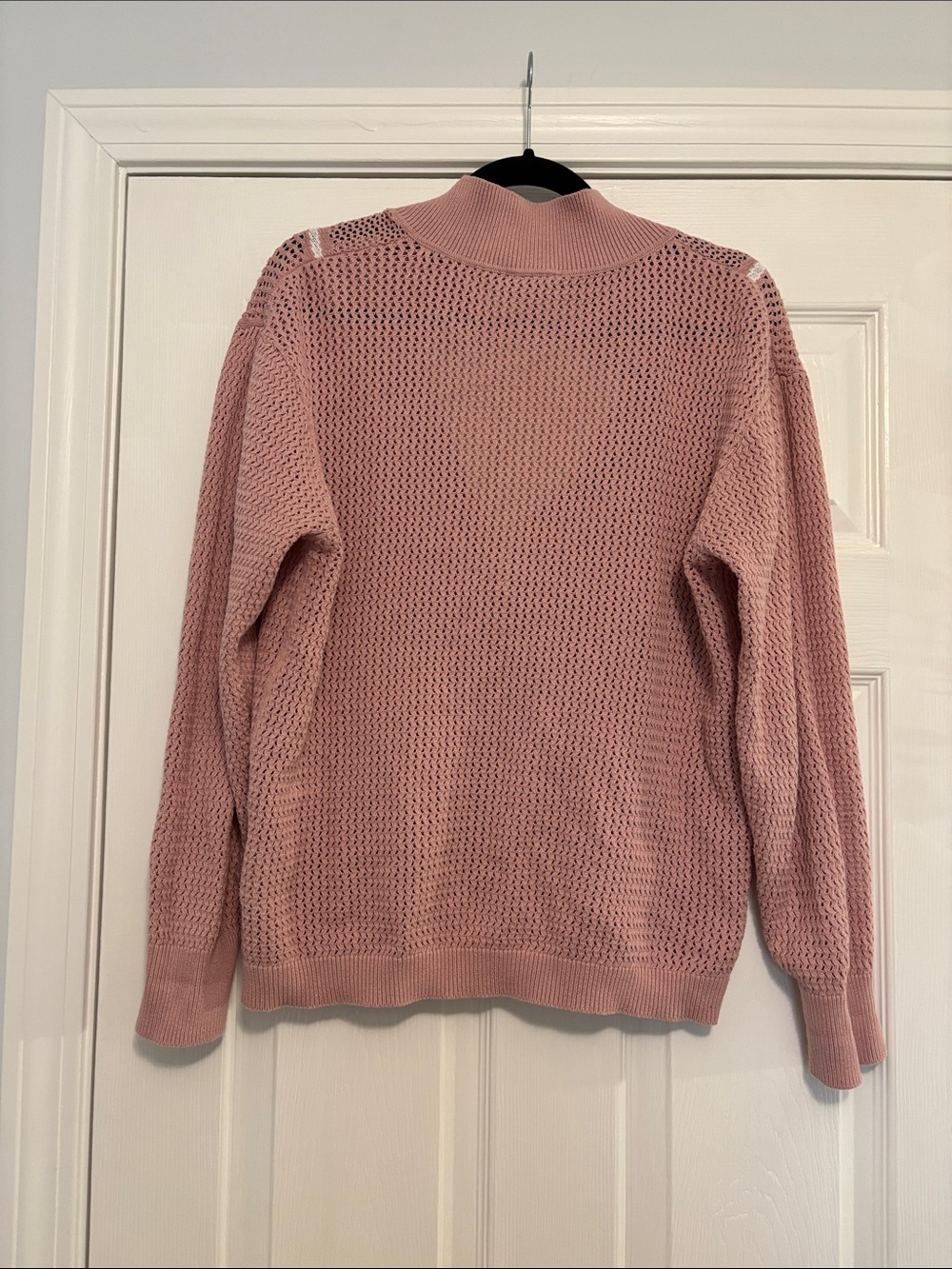 Varley Pink Openwork V-Neck Knit Sweater - Picture 3 of 8